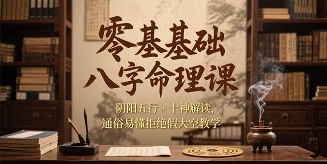 零基础八字命理课，阴阳五行+十神解读，通俗易懂拒绝假大空教学-易网赚