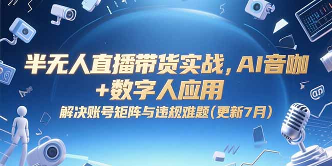 半无人直播带货实战，AI音咖+数字人应用 解决账号矩阵与违规难题(更新7月-易网赚