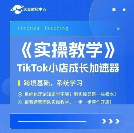 大卖家孵化中心TikTok实操课，TikTok小店成长加速器，跨境基础系统学习，一步一步带你开店-易网赚