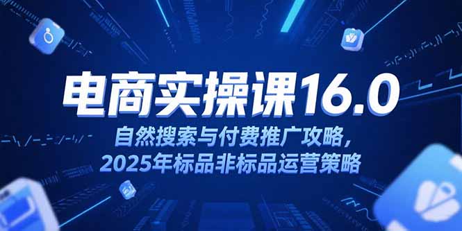 淘宝电商运营课16.0，自然搜索与付费推广攻略，2025年标品非标品运营策略-易网赚