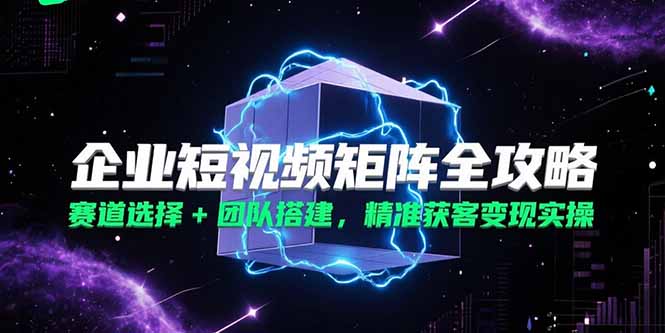 企业短视频矩阵全攻略，赛道选择+团队搭建，精准获客变现实操-易网赚