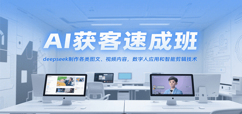 AI获客速成班，deepseek制作各类图文、视频内容，数字人应用和智能剪辑技术-易网赚