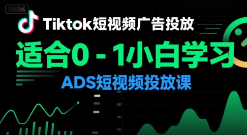 Tiktok短视频广告投放，适合0-1小白学习ADS短视频投放课-易网赚