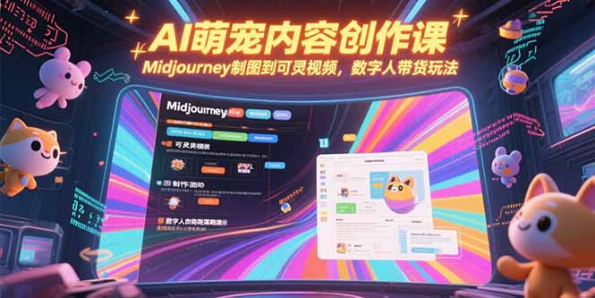 AI萌宠内容创作课，Midjourney制图到可灵视频，数字人带货玩法-易网赚