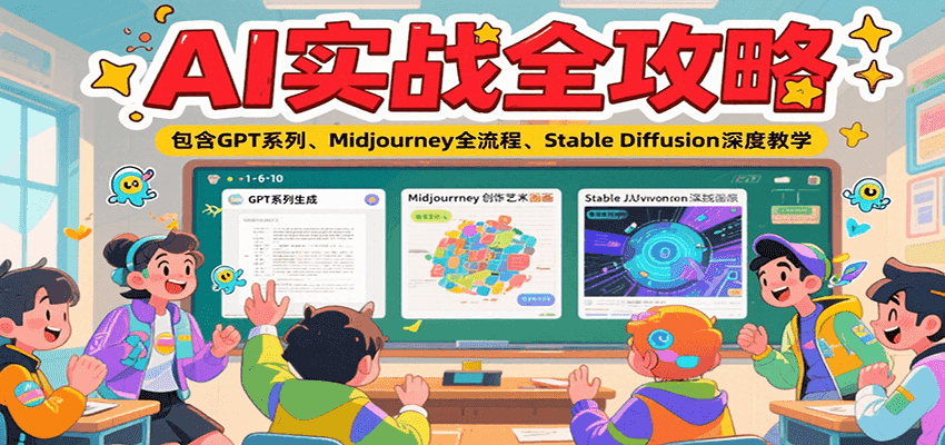 AI实战全攻略，包含GPT系列、Midjourney全流程、Stable Diffusion深度教学-易网赚