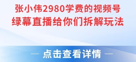 张小伟2980付费额视频号绿幕直播给你们拆解玩法-易网赚