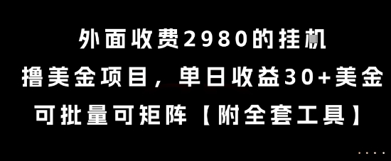 外面收费2980的挂G撸美金项目，单日收益30+美金，可批量可矩阵【揭秘】-易网赚