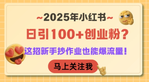 2025年小红书日引100+创业粉？这招新手抄作业也能爆流量！-易网赚