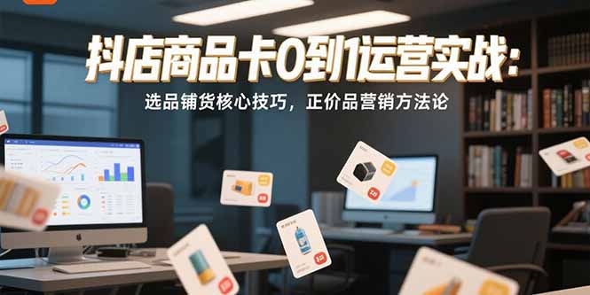 抖店商品卡0到1运营实战：选品铺货核心技巧，正价品营销方法论-易网赚
