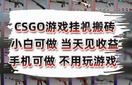 CSGO游戏挂G搬砖，小白纯手机即可操作，不用电脑打游戏，日入3张+，副业网创项目【揭秘】-易网赚