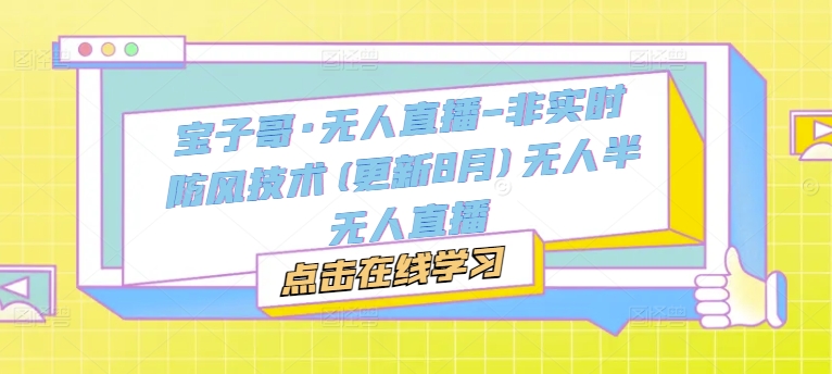 宝子哥·无人直播-非实时防风技术(更新25年7月)无人半无人直播-易网赚