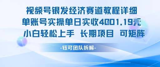 视频号银发经济赛道单账号实操单日实收1k+，小白轻松上手长期项目-易网赚