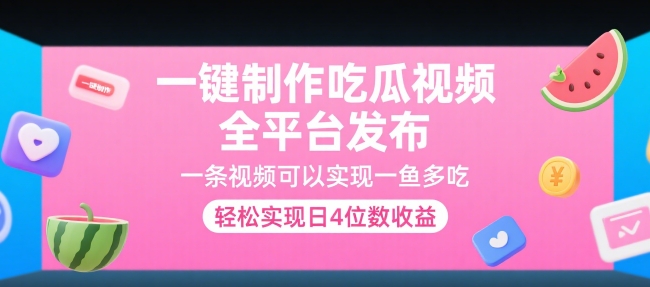 一键制作吃瓜视频，全平台发布，一条视频可以实现一鱼多吃，轻松实现日4位数收益【揭秘】-易网赚