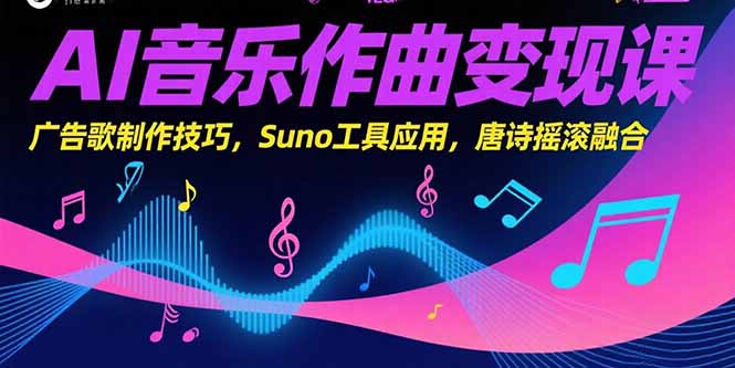 AI音乐作曲变现课，广告歌制作技巧，Suno工具应用，唐诗摇滚融合-易网赚