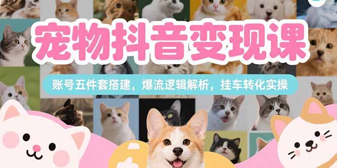 宠物抖音变现课，账号五件套搭建，爆流逻辑解析，挂车转化实操-易网赚