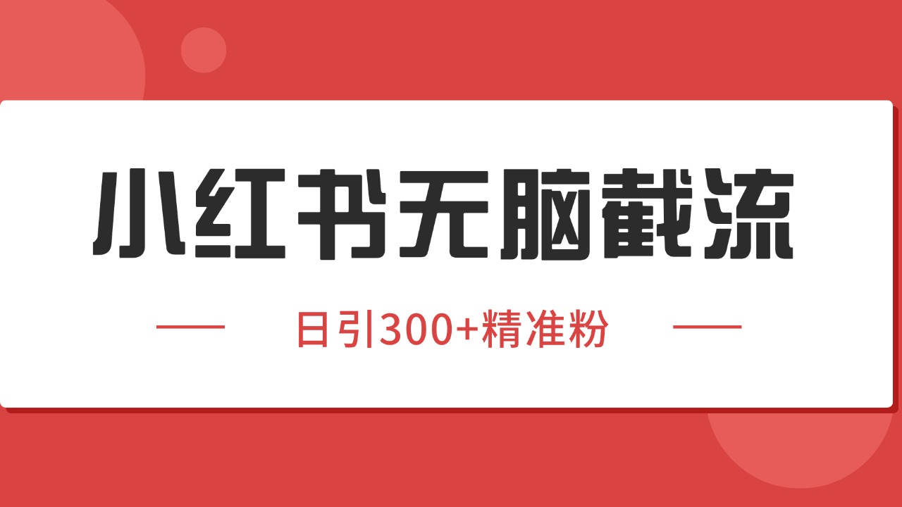 小红书截流同行客源，独家野路子获客玩法 日引200+暴力获客-易网赚