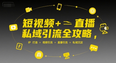 短视频+直播私域引流全攻略，IP打造 +视频引流 +直播引流 +私域沉淀-易网赚