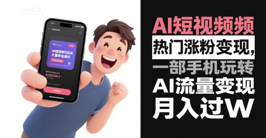 AI短视频热门涨粉变现，一部手机玩转AI流量变现，月入过W-易网赚