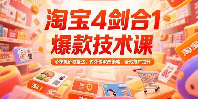 淘宝4剑合1爆款技术课73期：阶梯提价破量法，内外销双改策略 全站推广拉升-易网赚