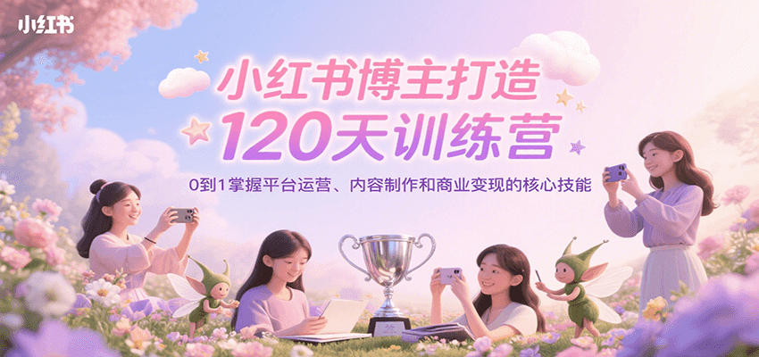 小红书博主打造120天训练营，0到1掌握平台运营、内容制作和商业变现-易网赚