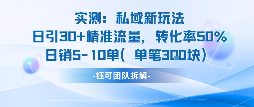 实测私域新玩法日引30加精准流量转化率50%日销5-10单每笔3张-易网赚