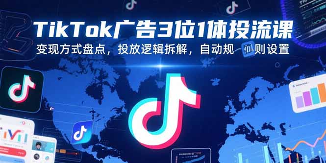 TikTok广告3位1体投流课，变现方式盘点，投放逻辑拆解，自动规则设置-易网赚