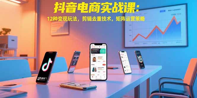 抖音电商实战课：12种变现玩法，剪辑去重技术，矩阵运营策略-易网赚