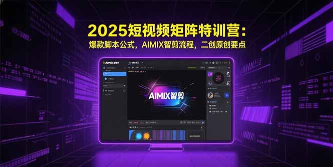 2025短视频矩阵特训营：爆款脚本公式，AIMIX智剪流程，二创原创要点-易网赚