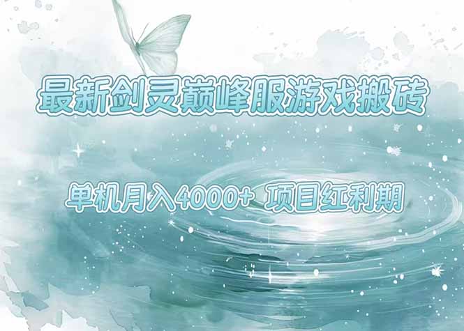 最新剑灵巅峰服游戏搬砖，项目红利期，单机稳定4000+操作简单好上手-易网赚