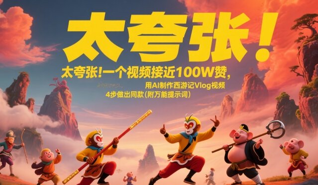 太夸张！一个视频接近100W赞，用AI制作西游记Vlog视频，全流程拆解来了(附万能提示词)-易网赚