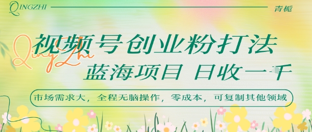 视频号创业粉打法，日入1k，蓝海项目，市场需求大，全程无脑操作，可复制-易网赚