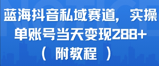 蓝海抖音私域赛道，实操单账号当天变现288+(附教程)-易网赚