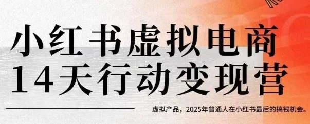 小红书虚拟电商14天变现训练营，虚拟产品，2025年普通人在小红书最后的搞钱机会-易网赚