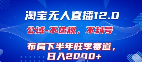 淘宝无人直播12.0，不封号，不违规，布局下半年旺季赛道，日入1k+(独家技术)【揭秘】-易网赚