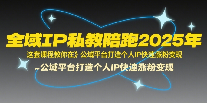 全域IP私教陪跑2025年，这套课程教你在​公域平台打造个人IP快速涨粉变现-易网赚