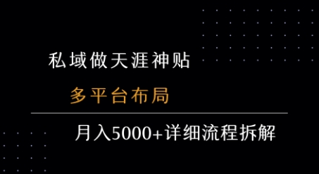 私域做天涯神贴 多平台布局 月入5k+详细流程拆解-易网赚