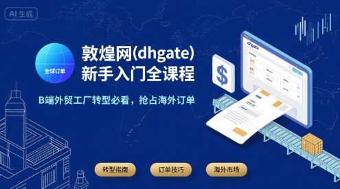 敦煌网(dhgate)新手入门全课程，B端外贸工厂转型必看，抢占海外订单-易网赚