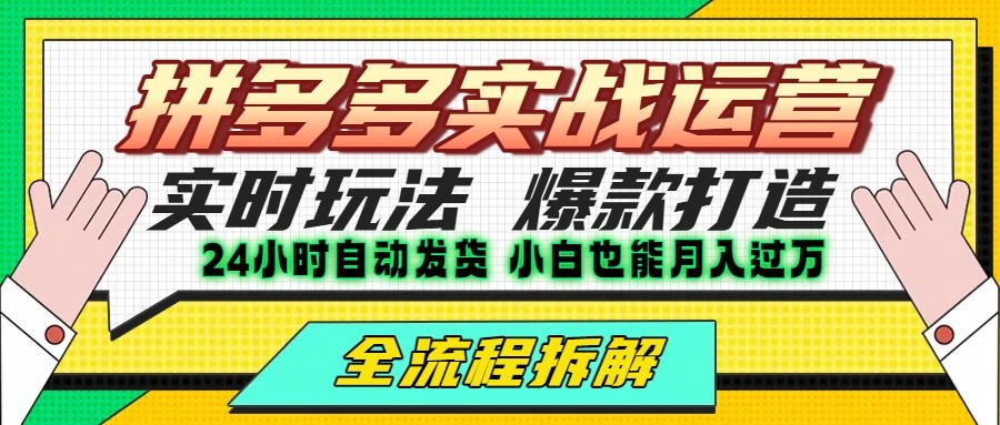 拼多多最新实战运营高投产：长久稳定项目，单店利润一天三位数-易网赚