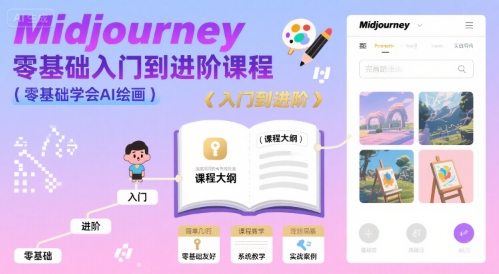 midjourney零基础入门到进阶课程，零基础学会AI绘画-易网赚
