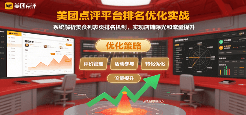 美团点评平台排名优化实战，系统解析美食列表页排名机制，实现店铺曝光和流量提升-易网赚