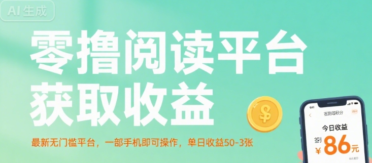 零撸阅读平台获取收益，最新无门槛平台，一部手机即可操作，单日收益50-3张【揭秘】-易网赚