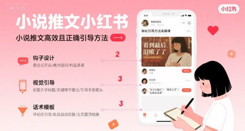 小说推文小红书高转化引导方法实操课，小说推文高效且正确引导方法-易网赚