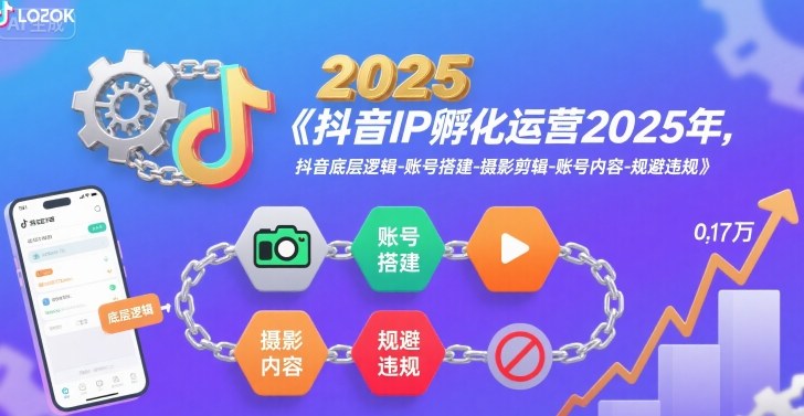 抖音IP孵化运营2025年，抖音底层逻辑-账号搭建-摄影剪辑-账号内容-规避违规-易网赚