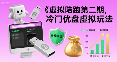 虚拟陪跑第二期，冷门优盘虚拟玩法，不违规，利润可观-易网赚
