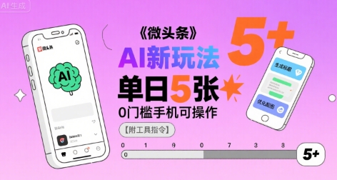 微头条AI新玩法，小白单日5张+，0门槛手机可操作【附工具指令】-易网赚