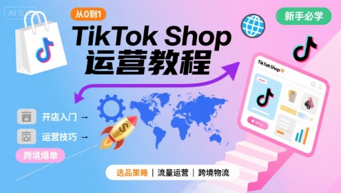 TikTok Shop从0到1运营教程，TikTok跨境电商新手必学课程-易网赚
