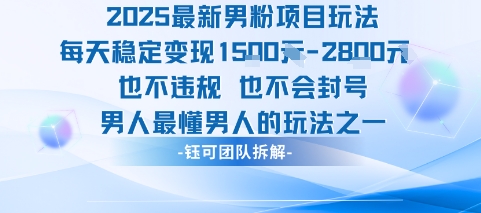 2025最新男粉项目玩法每天变现1k+也不违规也不会封号男人最懂男人的玩法-易网赚