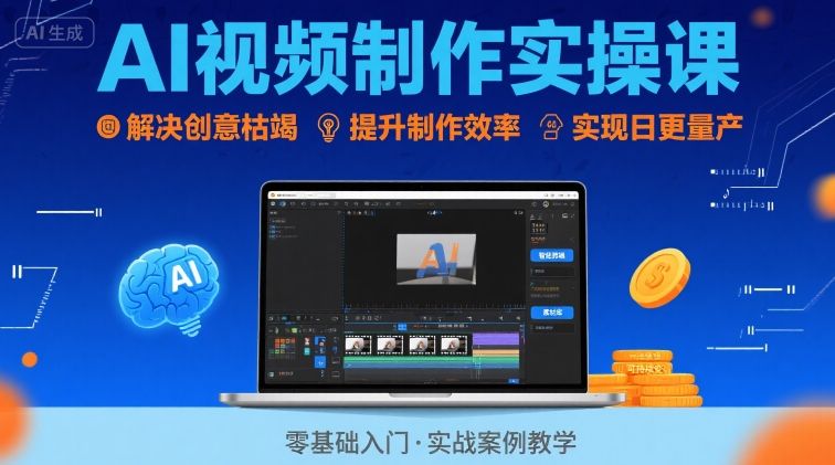 Ai视频制作实操课，解决创意枯竭、效率低下痛点，实现日更量产可持续变现-易网赚