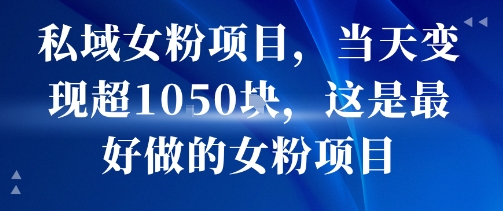 私域女粉项目，当天变现超1k，这是最好做的女粉项目，可放大操作-易网赚