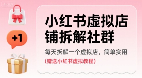 小红书虚拟店铺拆解社群，每天拆解一个虚拟店，简单实用(赠送小红书虚拟教程)-易网赚